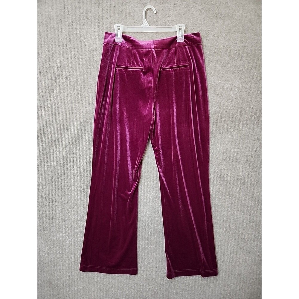 Nine West Velvet Dress Pants Womens L Australian Orchid Wide Leg Stretch NEW - Picture 3 of 7